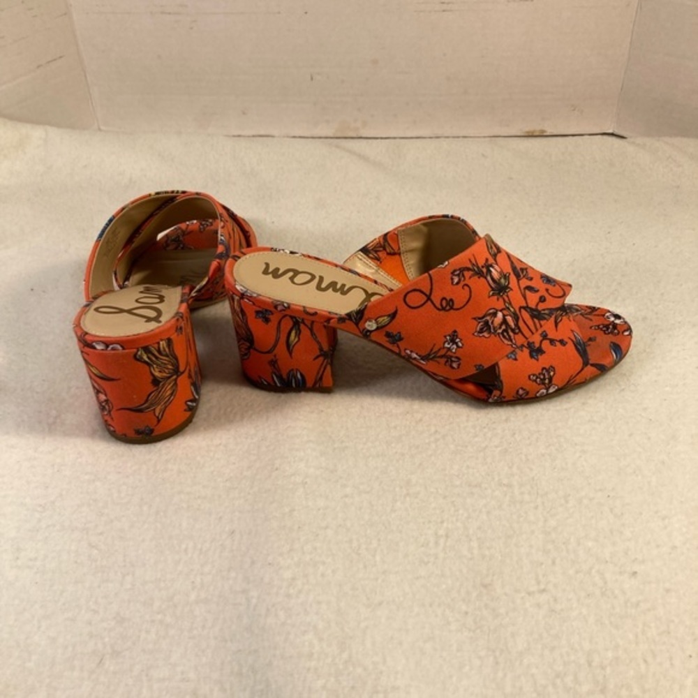 Sam Edelman Orange Floral Stanley Block Heel Sandals - Picture 5 of 9